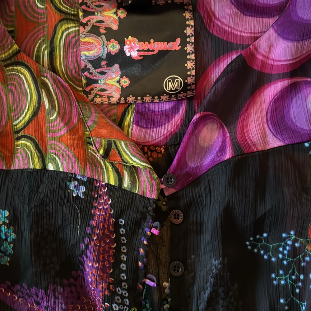 Desigual Longsleeve Sheer Button Up Top - Picture 2 of 4